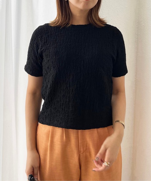 Shelly island（シェリーアイランド）の「コンパクトクラッシュジャガードカットソー（Tシャツ/カットソー・レディース・ホワイト/ブラック/イエロー/パープル・FREE）」の10枚目の写真