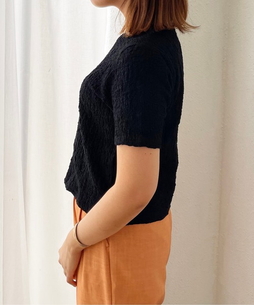 Shelly island（シェリーアイランド）の「コンパクトクラッシュジャガードカットソー（Tシャツ/カットソー・レディース・ホワイト/ブラック/イエロー/パープル・FREE）」の11枚目の写真