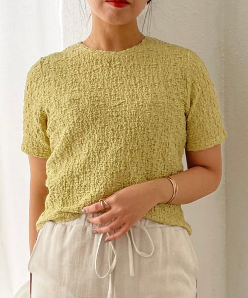 Shelly island（シェリーアイランド）の「コンパクトクラッシュジャガードカットソー（Tシャツ/カットソー・レディース・ホワイト/ブラック/イエロー/パープル・FREE）」の17枚目の写真