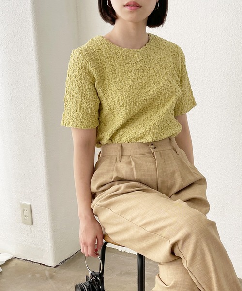 Shelly island（シェリーアイランド）の「コンパクトクラッシュジャガードカットソー（Tシャツ/カットソー・レディース・ホワイト/ブラック/イエロー/パープル・FREE）」の19枚目の写真