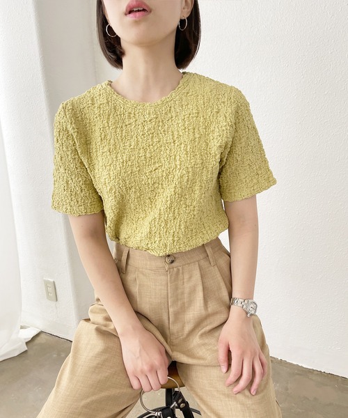 Shelly island（シェリーアイランド）の「コンパクトクラッシュジャガードカットソー（Tシャツ/カットソー・レディース・ホワイト/ブラック/イエロー/パープル・FREE）」の21枚目の写真