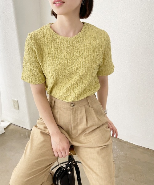 Shelly island（シェリーアイランド）の「コンパクトクラッシュジャガードカットソー（Tシャツ/カットソー・レディース・ホワイト/ブラック/イエロー/パープル・FREE）」の22枚目の写真