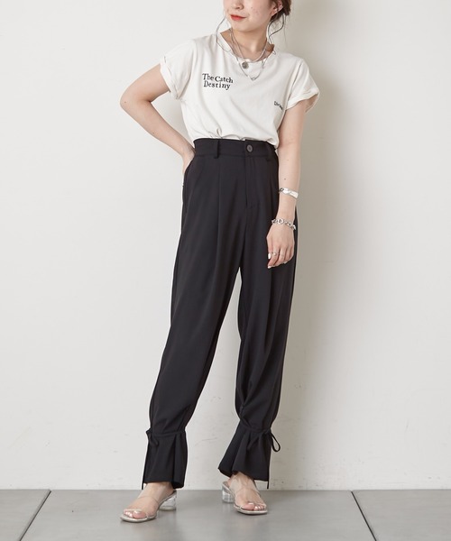 Chico(チコ)の「【新色追加】裾ドロストデザインパンツ(その他パンツ・レディース・ブラック/ピンク/アイボリー/ライトベージュ/ブラウン・FREE)」の6枚目の写真