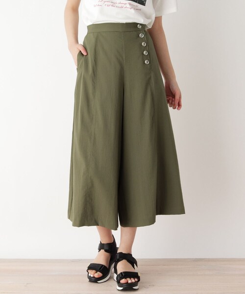 pink adobe（ピンクアドベ）の「◆【M-LL】クール サイドボタンガウチョパンツ（その他パンツ・レディース・ダークブラウン/ネイビー/カーキ・40/38/42）」の2枚目の写真