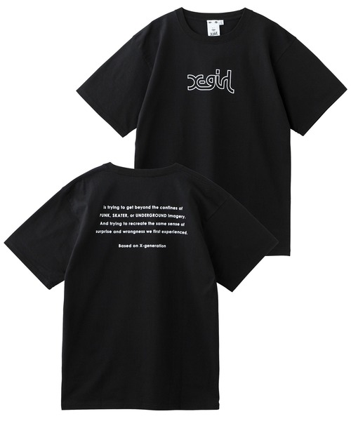 X-girl（エックスガール）の「OUTLINE MILLS LOGO S/S TEE（Tシャツ/カットソー・レディース・オレンジ/ブラック/グリーン/パープル・M/XL/S/L）」の8枚目の写真