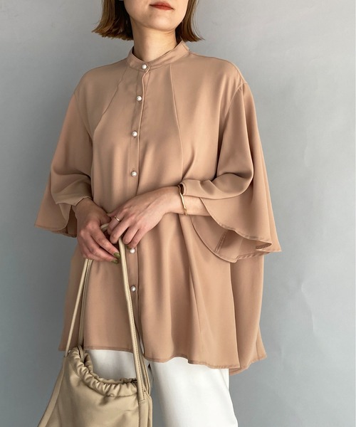 PICCIN(ピッチン)の「パールボタン2wayボウタイブラウス(シャツ/ブラウス・レディース・ブラック/ベージュ・M)」の10枚目の写真