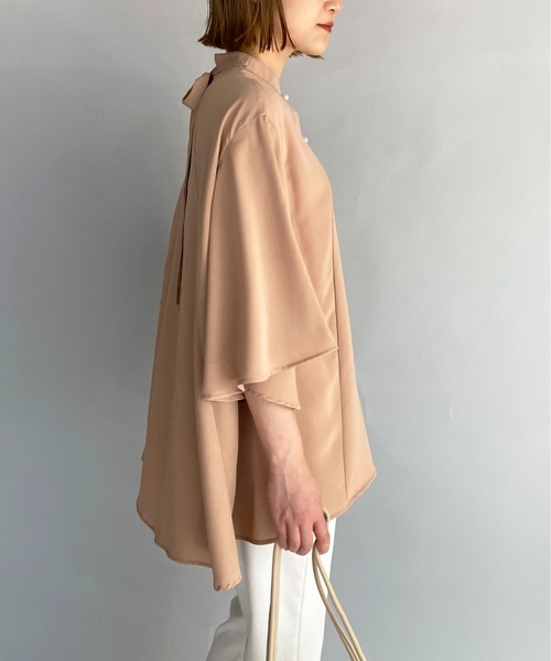 PICCIN(ピッチン)の「パールボタン2wayボウタイブラウス(シャツ/ブラウス・レディース・ブラック/ベージュ・M)」の13枚目の写真