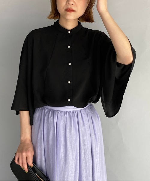 PICCIN(ピッチン)の「パールボタン2wayボウタイブラウス(シャツ/ブラウス・レディース・ブラック/ベージュ・M)」の20枚目の写真