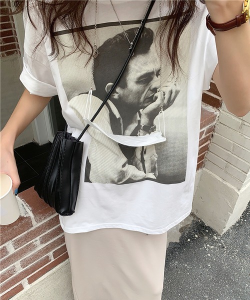 me+em select（ミームセレクト）の「フォトプリントオーバーサイズTシャツ（Tシャツ/カットソー・レディース・ブラウン/ホワイト・FREE）」の4枚目の写真