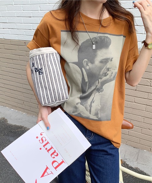 me+em select（ミームセレクト）の「フォトプリントオーバーサイズTシャツ（Tシャツ/カットソー・レディース・ブラウン/ホワイト・FREE）」の14枚目の写真