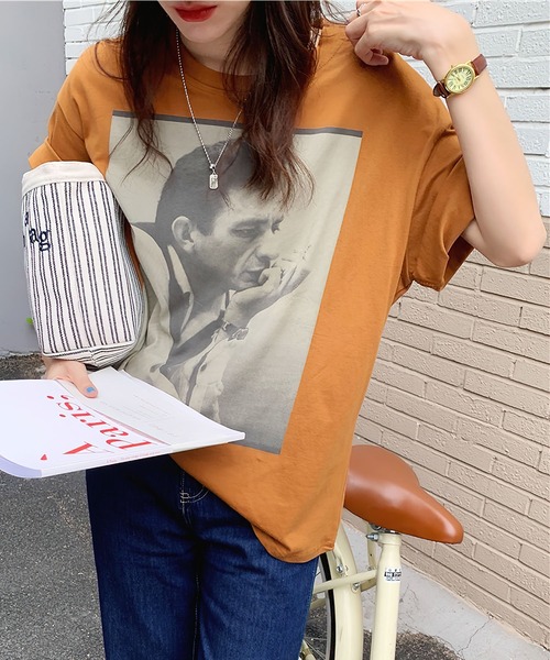 me+em select（ミームセレクト）の「フォトプリントオーバーサイズTシャツ（Tシャツ/カットソー・レディース・ブラウン/ホワイト・FREE）」の16枚目の写真