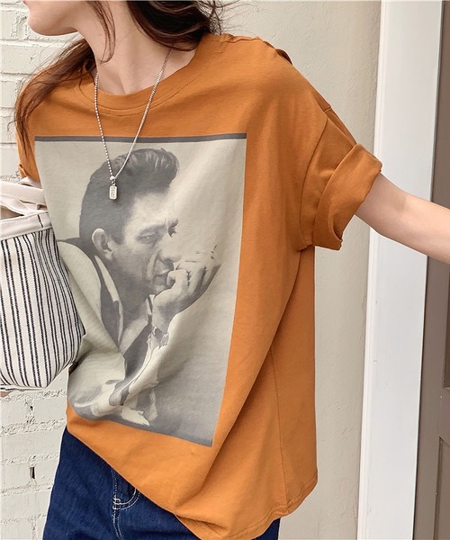 me+em select（ミームセレクト）の「フォトプリントオーバーサイズTシャツ（Tシャツ/カットソー・レディース・ブラウン/ホワイト・FREE）」の17枚目の写真