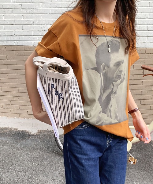 me+em select（ミームセレクト）の「フォトプリントオーバーサイズTシャツ（Tシャツ/カットソー・レディース・ブラウン/ホワイト・FREE）」の12枚目の写真