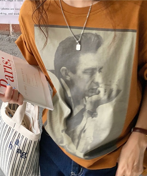 me+em select（ミームセレクト）の「フォトプリントオーバーサイズTシャツ（Tシャツ/カットソー・レディース・ブラウン/ホワイト・FREE）」の20枚目の写真