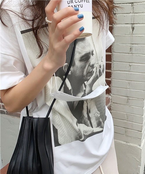 me+em select（ミームセレクト）の「フォトプリントオーバーサイズTシャツ（Tシャツ/カットソー・レディース・ブラウン/ホワイト・FREE）」の3枚目の写真