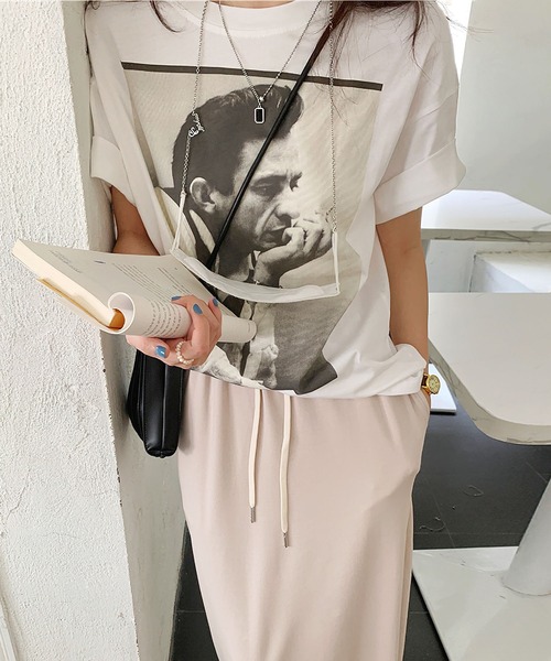 me+em select（ミームセレクト）の「フォトプリントオーバーサイズTシャツ（Tシャツ/カットソー・レディース・ブラウン/ホワイト・FREE）」の6枚目の写真