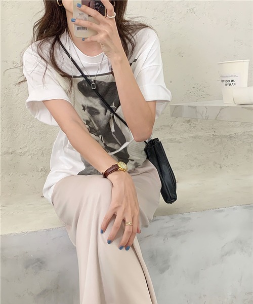 me+em select（ミームセレクト）の「フォトプリントオーバーサイズTシャツ（Tシャツ/カットソー・レディース・ブラウン/ホワイト・FREE）」の8枚目の写真