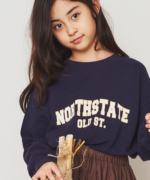 &yam(アンドヤム)の「デコボコ織カレッジバルーンスリーブロンT【親子お揃い/リンクコーデ】(Tシャツ/カットソー・キッズ・ブラック/ベージュ/ホワイト/ブルー・150-160cm/140-150cm/110-120cm/130-140cm/120-130cm)」の4枚目の写真