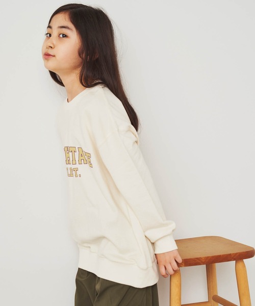 &yam(アンドヤム)の「デコボコ織カレッジバルーンスリーブロンT【親子お揃い/リンクコーデ】(Tシャツ/カットソー・キッズ・ブラック/ベージュ/ホワイト/ブルー・150-160cm/140-150cm/110-120cm/130-140cm/120-130cm)」の6枚目の写真