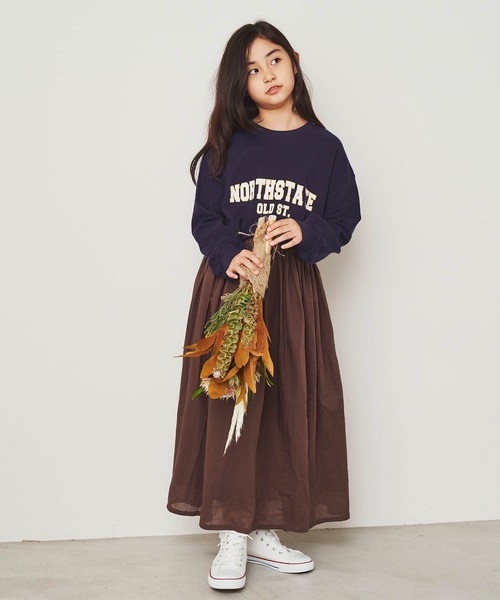 &yam(アンドヤム)の「デコボコ織カレッジバルーンスリーブロンT【親子お揃い/リンクコーデ】(Tシャツ/カットソー・キッズ・ブラック/ベージュ/ホワイト/ブルー・150-160cm/140-150cm/110-120cm/130-140cm/120-130cm)」の18枚目の写真