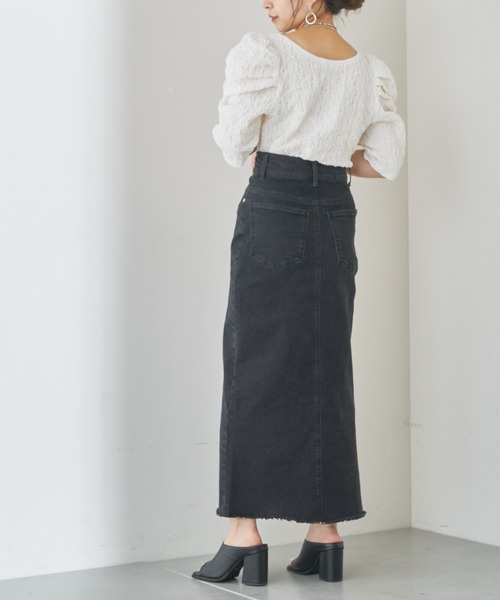 Chico（チコ）の「ジャガードパワショルトップス（Tシャツ/カットソー・レディース・ホワイト/ブラック/パープル/ピンク・FREE）」の7枚目の写真