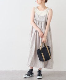 PUAL CE CIN | 麻キャンバスクリンクルキャミワンピース(ワンピース)