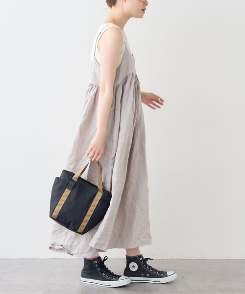 PUAL CE CIN（ピュアルセシン）の「麻キャンバスクリンクルキャミワンピース（ワンピース・レディース・ブラック/ベージュ/ライトベージュ/グレー・FREE）」の5枚目の写真