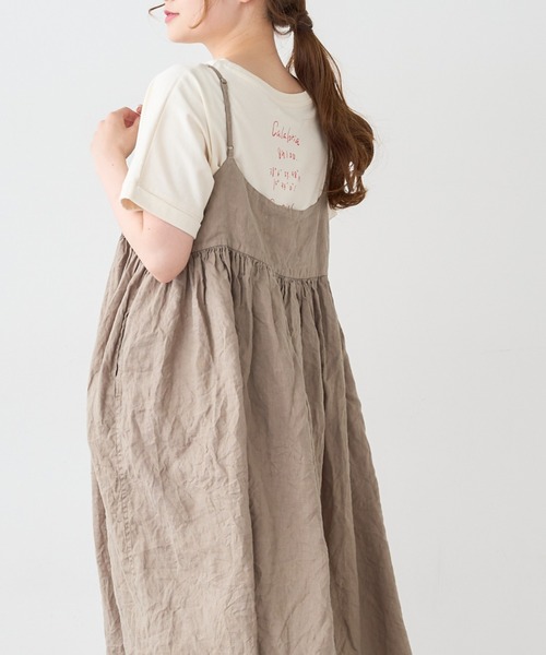 PUAL CE CIN（ピュアルセシン）の「麻キャンバスクリンクルキャミワンピース（ワンピース・レディース・ブラック/ベージュ/ライトベージュ/グレー・FREE）」の14枚目の写真