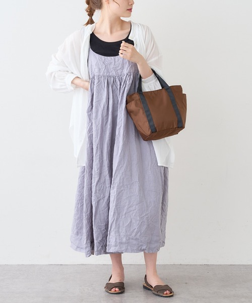 PUAL CE CIN（ピュアルセシン）の「麻キャンバスクリンクルキャミワンピース（ワンピース・レディース・ブラック/ベージュ/ライトベージュ/グレー・FREE）」の17枚目の写真