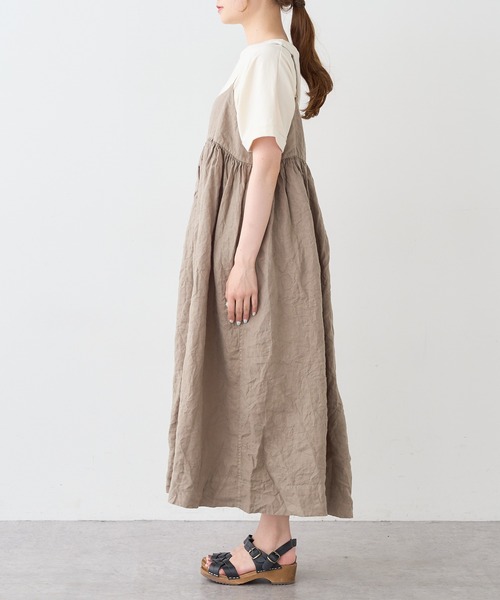 PUAL CE CIN（ピュアルセシン）の「麻キャンバスクリンクルキャミワンピース（ワンピース・レディース・ブラック/ベージュ/ライトベージュ/グレー・FREE）」の12枚目の写真