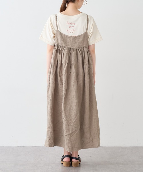 PUAL CE CIN（ピュアルセシン）の「麻キャンバスクリンクルキャミワンピース（ワンピース・レディース・ブラック/ベージュ/ライトベージュ/グレー・FREE）」の8枚目の写真