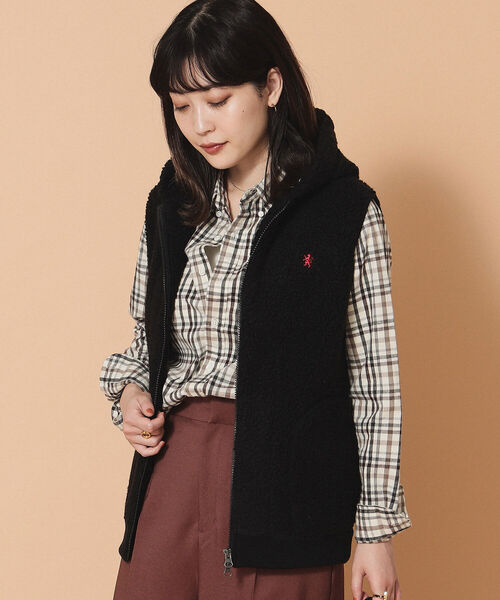 Ray BEAMS（レイビームス）の「GYMPHLEX / ボア ジップ フード ベスト（ベスト・レディース・ブラック/シルバー・14/16）」の16枚目の写真