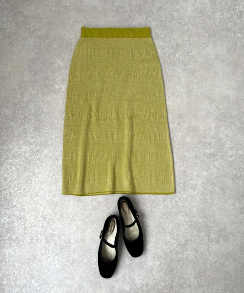 JUGLANS(ユグランス)の「☆ ヘリンボーン柄ニットスカート(スカート・レディース・ブラック/グリーン/ブラウン・FREE)」の1枚目の写真