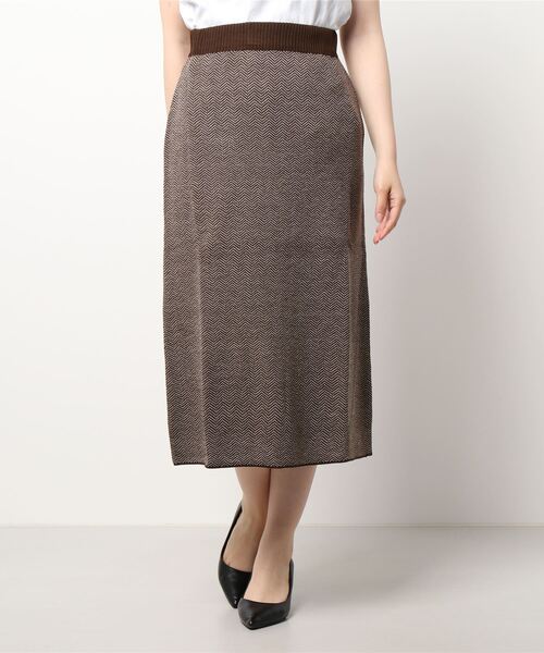 JUGLANS(ユグランス)の「☆ ヘリンボーン柄ニットスカート(スカート・レディース・ブラック/グリーン/ブラウン・FREE)」の13枚目の写真