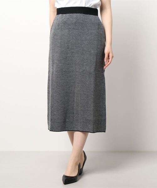 JUGLANS(ユグランス)の「☆ ヘリンボーン柄ニットスカート(スカート・レディース・ブラック/グリーン/ブラウン・FREE)」の9枚目の写真