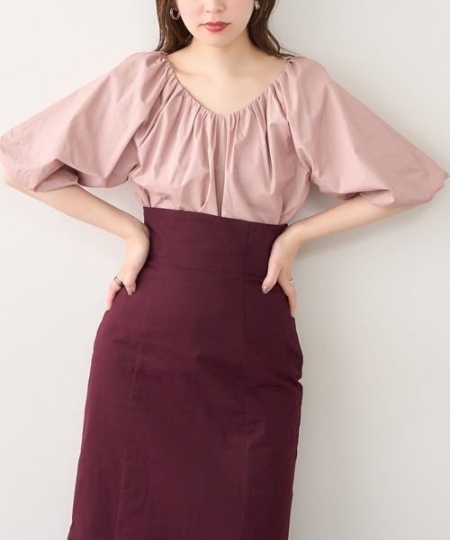 natural couture（ナチュラルクチュール）の「【WEB限定カラー有り】ボリュームスリーブ2WAYギャザーブラウス（シャツ/ブラウス・レディース・ブラック/ブラウン/オフホワイト/ピンク/ミント・FREE）」の5枚目の写真