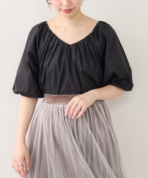 natural couture（ナチュラルクチュール）の「【WEB限定カラー有り】ボリュームスリーブ2WAYギャザーブラウス（シャツ/ブラウス・レディース・ブラック/ブラウン/オフホワイト/ピンク/ミント・FREE）」の6枚目の写真