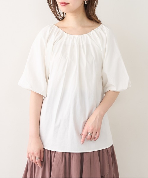 natural couture（ナチュラルクチュール）の「【WEB限定カラー有り】ボリュームスリーブ2WAYギャザーブラウス（シャツ/ブラウス・レディース・ブラック/ブラウン/オフホワイト/ピンク/ミント・FREE）」の8枚目の写真