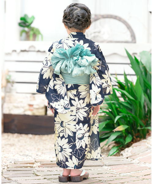 【親子お揃い】ボヌールセゾンの浴衣　大人用と子ども用 浴衣 単品 ジュニア 女の子 子ども bonheur saisons ボヌール