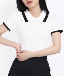 WC | カラーショート半袖ポロシャツ(ニット/セーター)