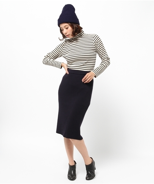 Khaju（カージュ）の「Khaju:ボーダープチハイネック（Tシャツ/カットソー・レディース・ブラック/ワイン・ONE SIZE）」の6枚目の写真