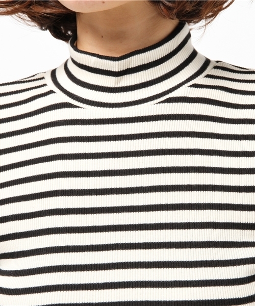 Khaju（カージュ）の「Khaju:ボーダープチハイネック（Tシャツ/カットソー・レディース・ブラック/ワイン・ONE SIZE）」の7枚目の写真