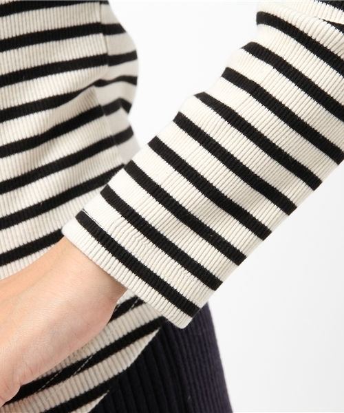 Khaju（カージュ）の「Khaju:ボーダープチハイネック（Tシャツ/カットソー・レディース・ブラック/ワイン・ONE SIZE）」の8枚目の写真