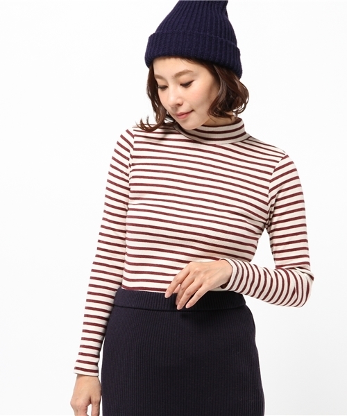 Khaju（カージュ）の「Khaju:ボーダープチハイネック（Tシャツ/カットソー・レディース・ブラック/ワイン・ONE SIZE）」の12枚目の写真