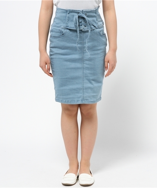 WEGO(ウィゴー)の「WEGO/レースアップペンシルスカート(デニムスカート・レディース・インディゴブルー/ライトインディゴブルー・FREE)」の8枚目の写真