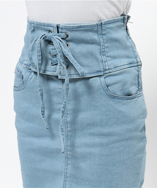 WEGO(ウィゴー)の「WEGO/レースアップペンシルスカート(デニムスカート・レディース・インディゴブルー/ライトインディゴブルー・FREE)」の11枚目の写真