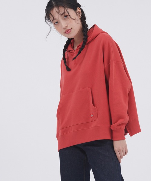 Dickies(ディッキーズ)の「Dickies/ディッキーズ 裏毛ガゼット バックプリント ワイドプルパーカー(パーカー・レディース・オレンジ/ブラック/ホワイト・L/M)」の13枚目の写真