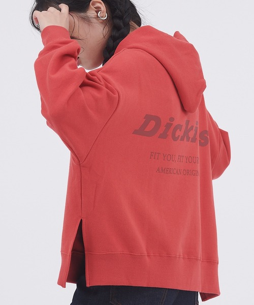Dickies(ディッキーズ)の「Dickies/ディッキーズ 裏毛ガゼット バックプリント ワイドプルパーカー(パーカー・レディース・オレンジ/ブラック/ホワイト・L/M)」の15枚目の写真