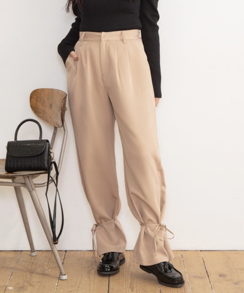 uni's room■2color リネンヘムリボン2wayパンツ PT-SS25-16 Mysa&Liina（ミーサリーナ）の「裾リボン2WAYパンツ（スラックス