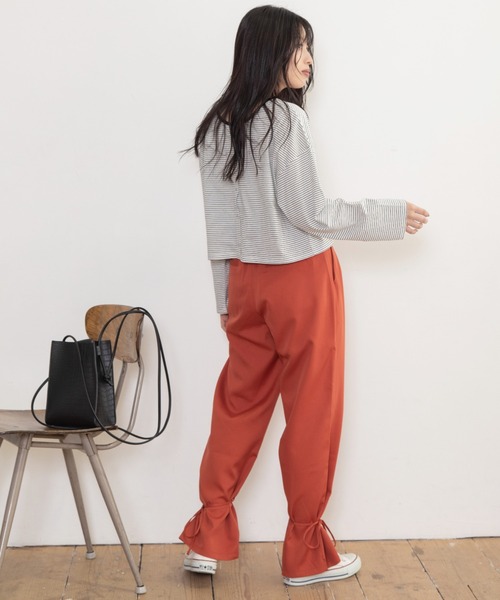 uni's room■2color リネンヘムリボン2wayパンツ PT-SS25-16 Mysa&Liina(ミーサリーナ)の「裾リボン2WAYパンツ(スラックス
